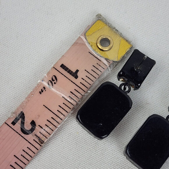 Black & Silver Square Faceted Drop Statement Earrings - Picture 5 of 5